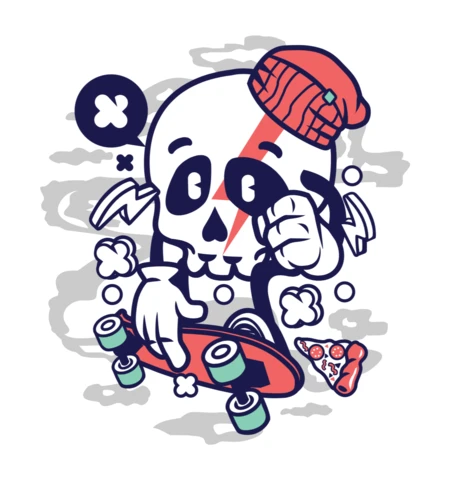 Schädel Skateboarding Cartoon Charakter Design Vorlage