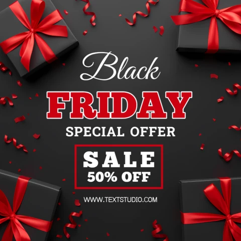 Black Friday Sale Design Template with Gift Boxes and Ribbons for Promotional Flyers