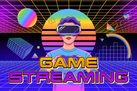 Modèle de design rétro futuriste pour le streaming de jeux pour t-shirts