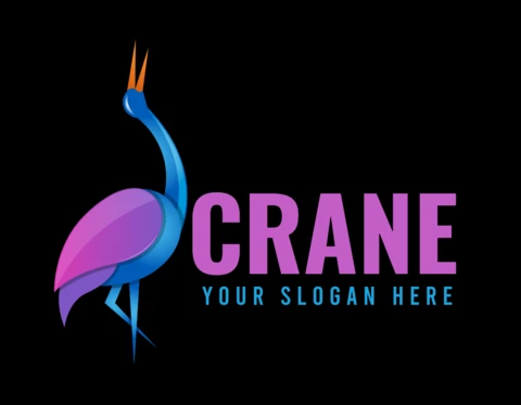 Colorful Crane Logo Design Template