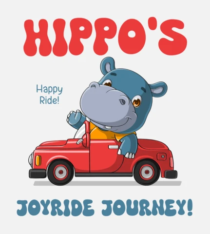 Happy Hippopotamus Journey Design for Kids Poster Template