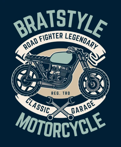 Brat Style Motorcycle Classic Garage T-Shirt Design Template