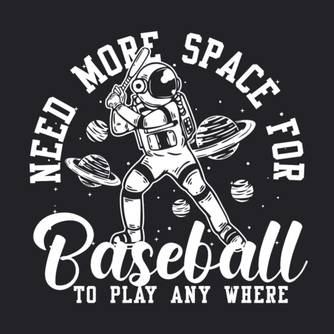 Astronaut Playing Baseball Vintage T-Shirt Design Template