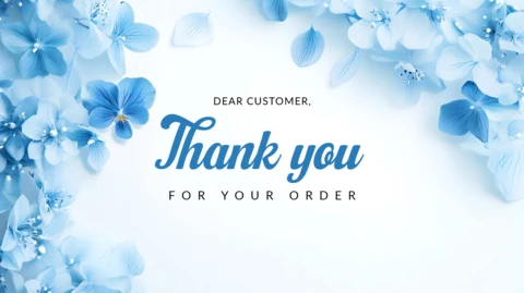 Light Blue Hydrangea Thank You Order Card Template