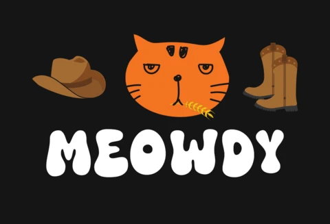 Funny Meowdy Cat T-Shirt Design Template