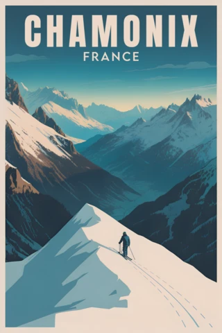 Chamonix France Vintage Ski Adventure Design Template for Posters
