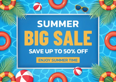 Summer Season By The Swimming Pool - Promotional Banner Template