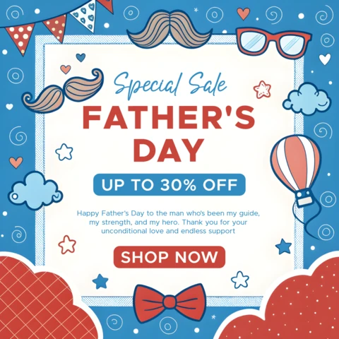Father's Day Sale Template - Fun and Whimsical Design for Special Promotions