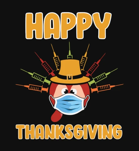 Vaccinated Turkey Mask Thanksgiving T-Shirt Design Template