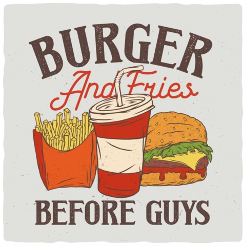 Burger And Fries Before Guys T-shirt Design Template