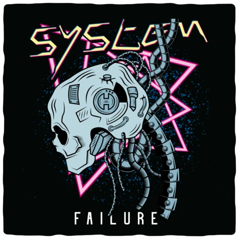 Cyberpunk fallo del sistema cráneo plantilla de diseño de la camiseta