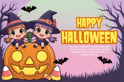 Playful Halloween Character Design Template for Kids Party Invitations
