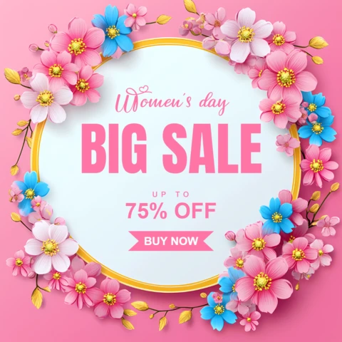 Floral Feminine Design For Women's Day Shopping Sale Template