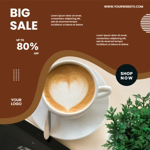 Big Sale Coffee Shop Social Media Post Design Template