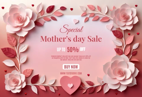 Elegant Floral Mother's Day Sale Template Design – Editable Promotional Artwork