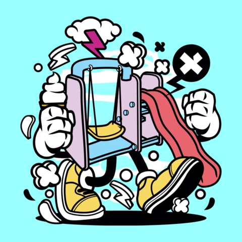 Slider Toy Cartoon Character T-shirt Design Template