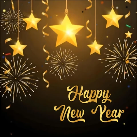 2025 happy new year starry golden greeting card design template (modèle de carte de vœux)