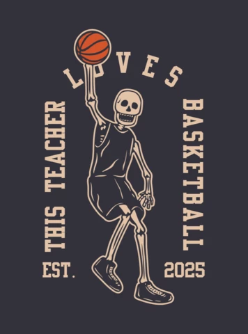 Skeleton Playing Basketball T-shirt Design Template