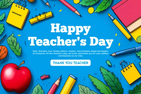 Colorful Happy Teacher's Day Design Template for Celebrating Educators