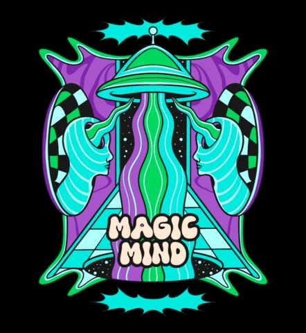 Magic Mind Psychedelic Vision & Cosmic Energy T-Shirt Design Template