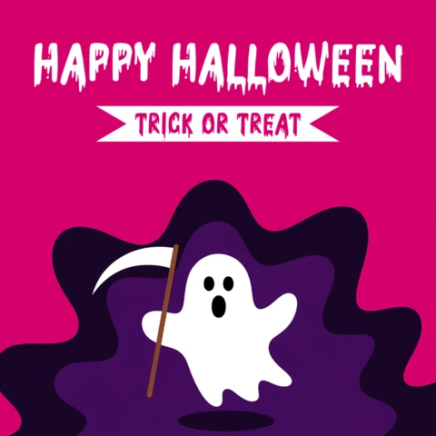 Spooky Ghost Halloween Template Design for Party Invitations