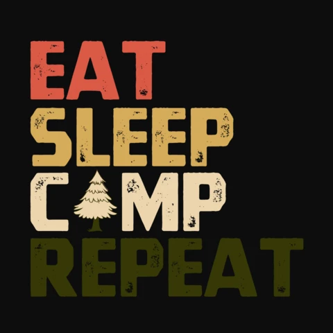 Plantilla de diseño de camiseta Eat sleep camp repeat