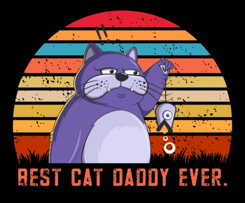 Retro Cat Daddy Design Template: Fun and Playful Graphic Style