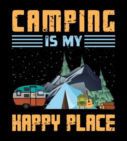 Camping Is My Happy Place T-shirt Design Template