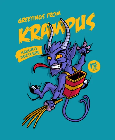 Greeting From Krampus Christmas Cartoon Poster Template