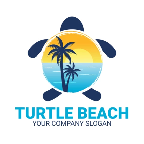 Turtle Beach Logo Design Template