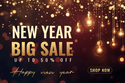 Warm Lights New Year Big Sale Design Template