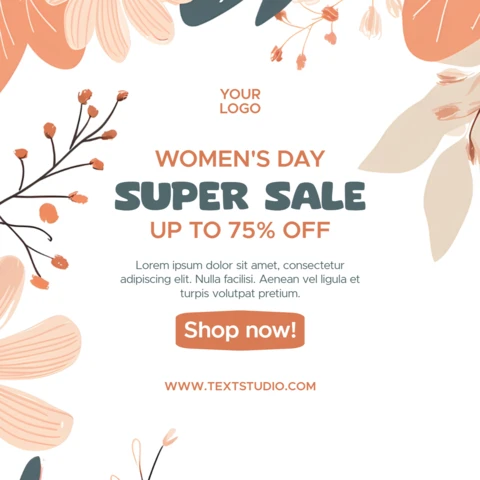 Floral Women's Day Sale Template Design - Editable Marketing Graphic