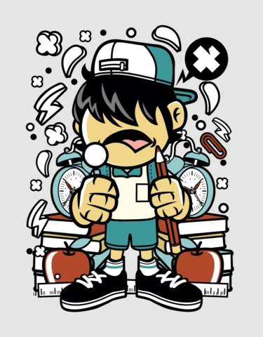 School Kid Cartoon Character Design Template