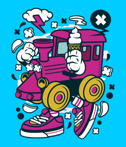 Train Cartoon Character Poster Design Template