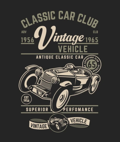 Plantilla de diseño de camisetas de coches de época