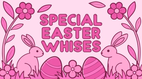 Plantilla de diseño de deseos de Pascua rosa para celebraciones festivas