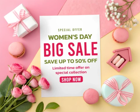Modello di design per saldi per la festa della donna - grafica promozionale modificabile per offerte speciali