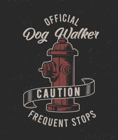 Fire Hydrant Dog Walker T-Shirt Design Template