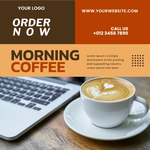 Designvorlage für Social-Media-Beiträge zum Thema „Morgenkaffee“