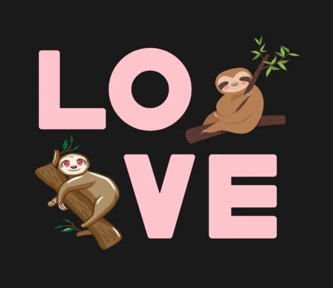 Cute Sloth Love Typo Design for Minimalist Merchandising Template