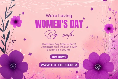Women's Day Marketing Template With Purple Floral Design
