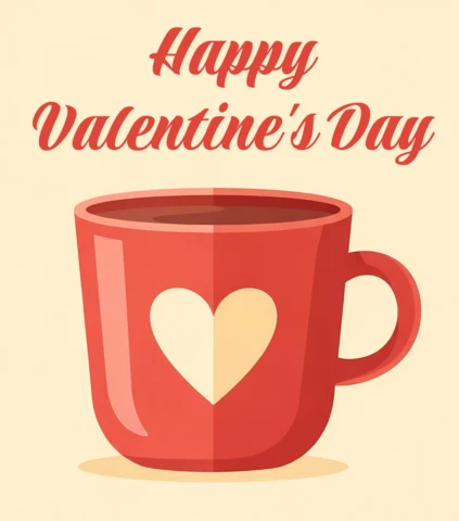 Plantilla de diseño de taza vintage para el día de San Valentín para tarjetas de felicitación