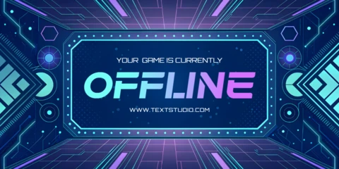 Plantilla de fondo de juego offline futurista con diseño neón retrofuturista