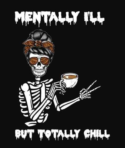 Women's Skeleton Drinking Coffee T-Shirt Design