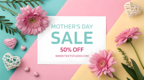 Mother's Day Sale Design Template with Floral and Pastel Aesthetic