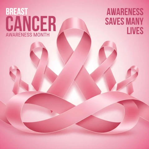 Breast Cancer Awareness Multiple Pink Ribbons & Life-Saving Message Banner Design Template