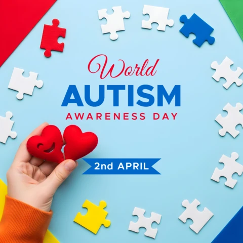 Colorful Puzzle Design Template for World Autism Awareness Day Greeting Card