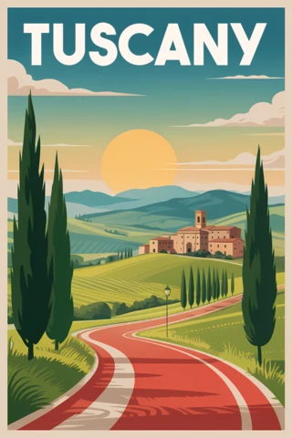 Tuscany Landscape Design Template for Travel Posters