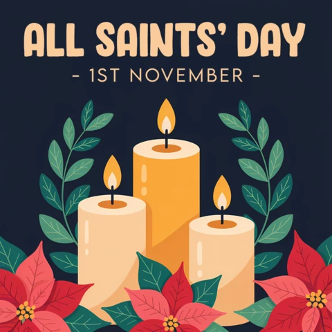 All Saints Day Candle Design Template for Greeting Cards