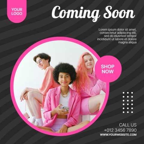 Pink Woman Fashion Social Media Post Design Template